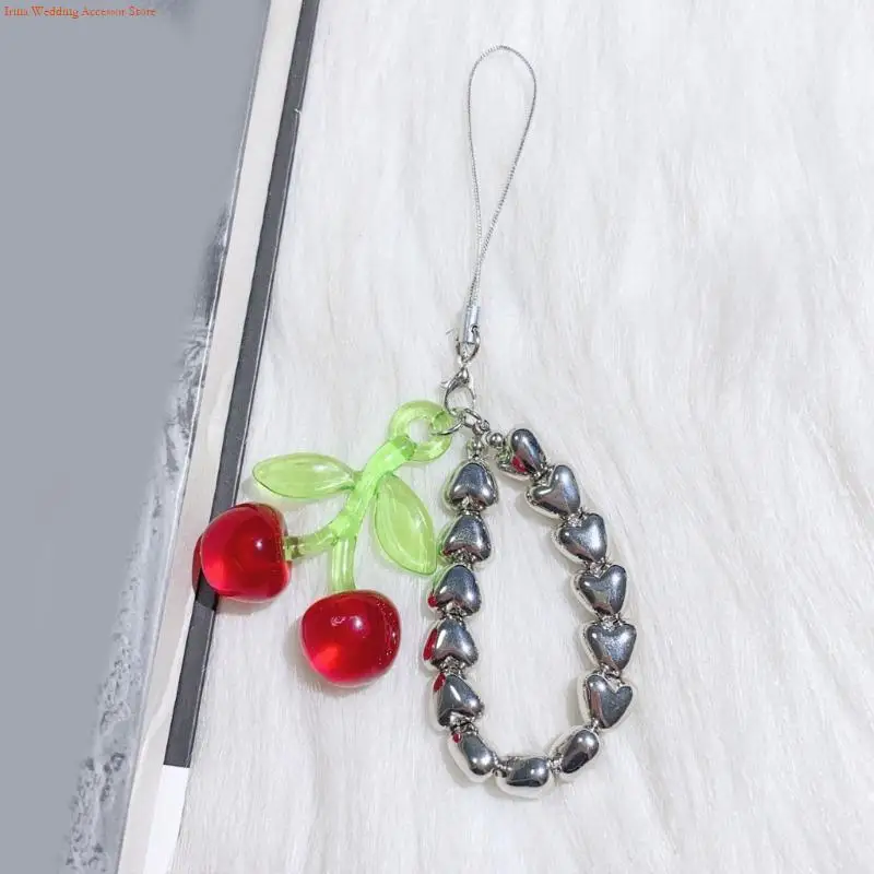 G92D زخرفية Cherry Charm حامل مفتاح مع سبيكة تفاصيل التفاصيل متعددة الاستخدامات سلسلة ملحقات سلك مرنة