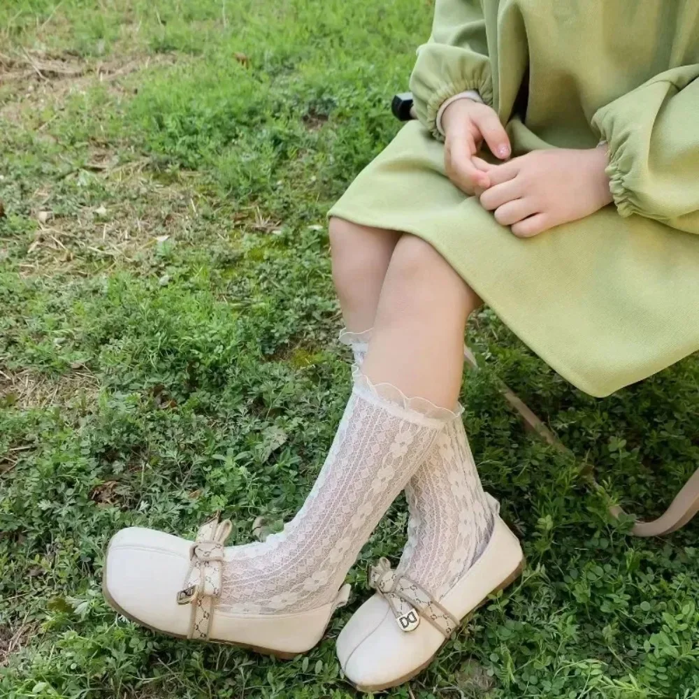 

Girl's Lace Knee Length Stocking Baby Royal Style Sweet Princess Toddler Socks Adorable Lovely Cute Flowers Japanese Lolita