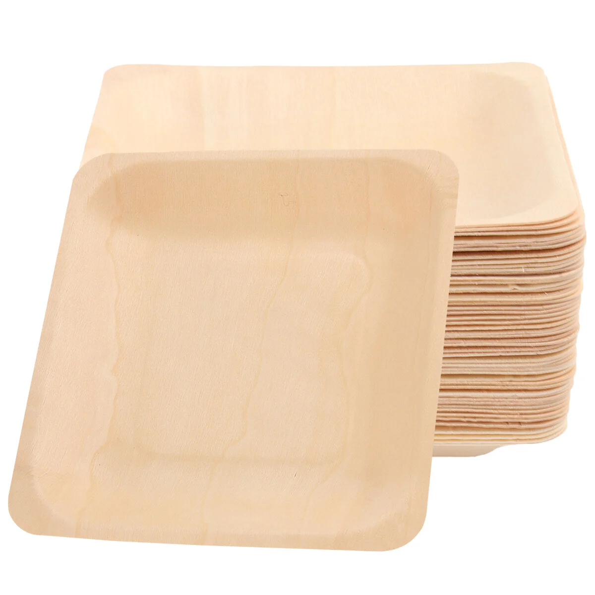 Plato desechable para aperitivos, vajilla de madera de bambú para exteriores, 50 piezas