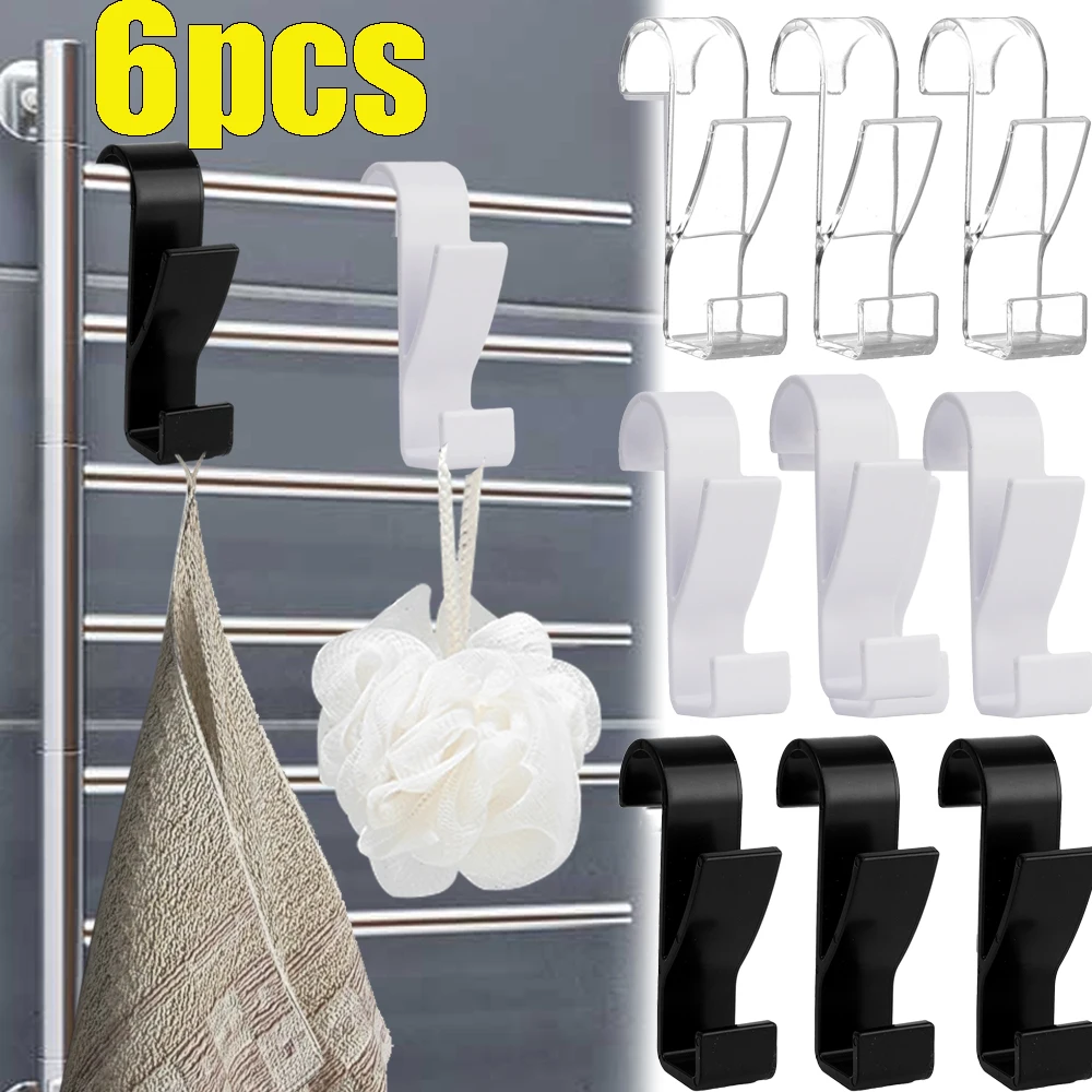 6/3PCS Hanger For Heated Towel Radiator Rail Bathroom Hook Holder Clothes Hanger Rack Bathroom Drying Towel Scarf Storage Holder