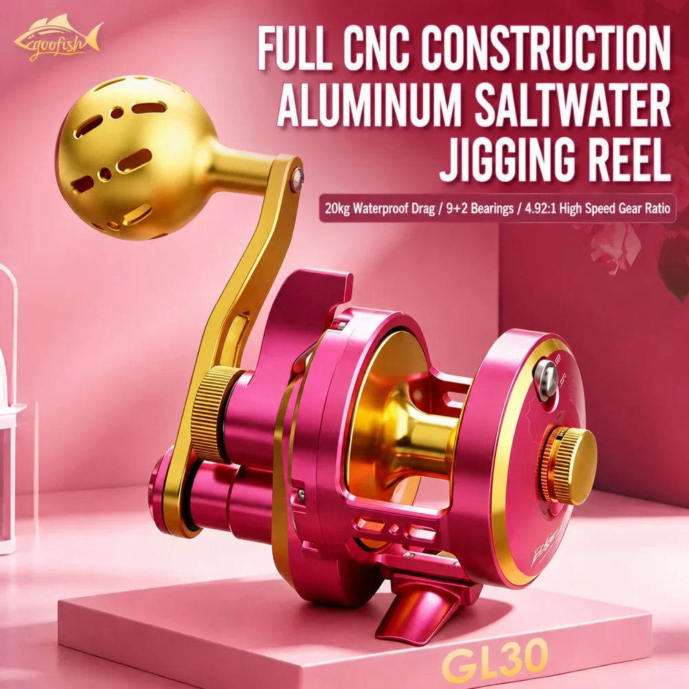 

4.92:1 Heavy Duty Slow Pitch Jigging Reel 9+2BB 20kg Drag Big Game Tuna Cod CNC Aluminum Seawater Boat Fishing Trolling L/R Hand