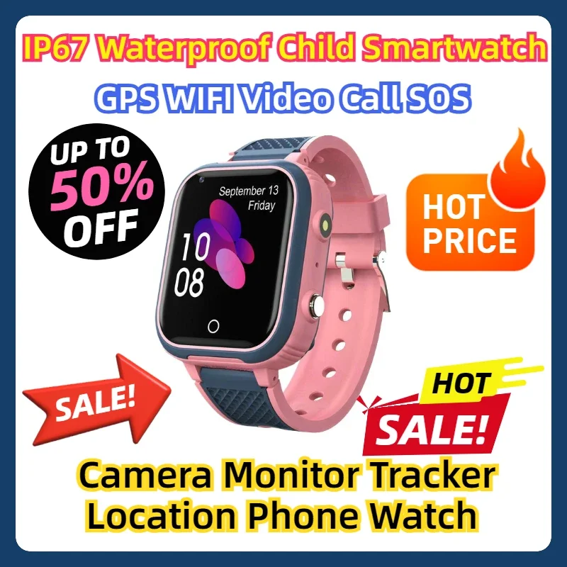 

IP67 Waterproof Child Smartwatch Camera Monitor Tracker Location Phone Watch 4G Smart Watch Kids GPS WIFI Video Call SOS