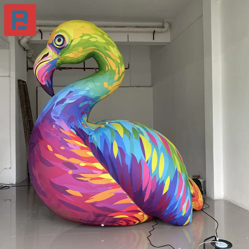 

Inflatable oil painting flamingo model rainbow color gradient colorful creative community bar stage art decoration lighting prop