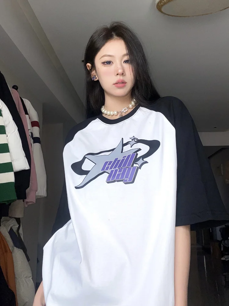 Y2K Korean Vintage Streetwear Casual Acubi Harajuku Egirl Short Sleeve T-Shirts Grunge Aesthetics Oversized Tees Tops Clothes