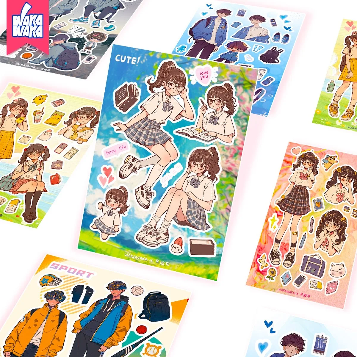 Cartoon Campus Charakter DIY Aufkleber