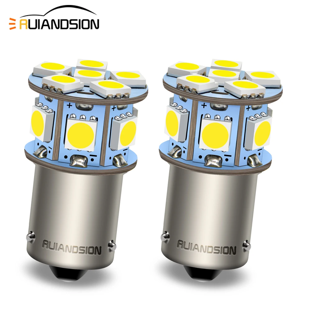 

RUIANDSION 2pcs 1156 BAU15S PY21W LED Bulb SMD 5050 6-30V Amber White Red Super Bright Turn Signal Light for Car Motorcycle Boat