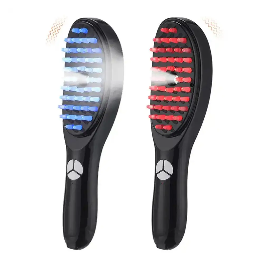 Head Massager Hair Comb Scalp Relaxation Treatment Brush Electric Vibration Growth Brush For Women Blue Red Light Therapy