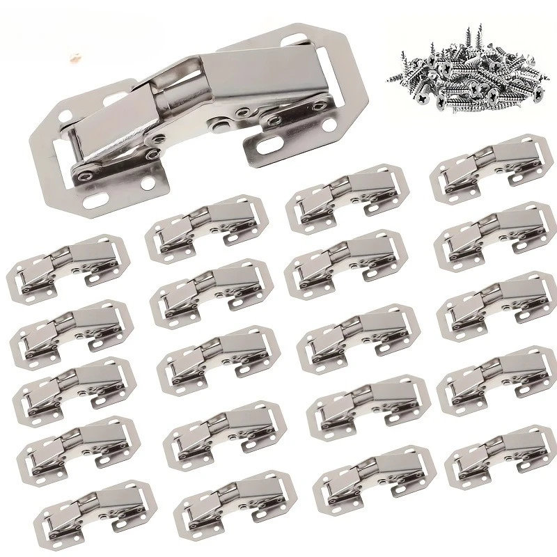 10pcs Concealed Hinge for Cabinet Door, Frameless Door Hinge, Surface Mounted Door Hinge with Screws