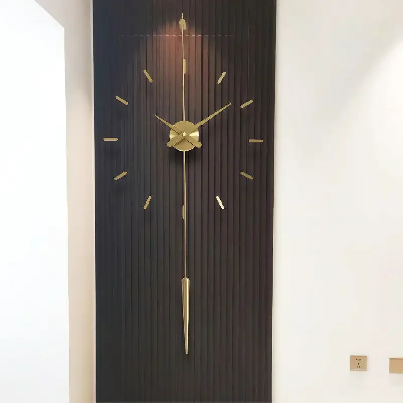 Modern light luxury wall clock Living room Home atmosphere clock Internet celebrity creative personality simple brass clock