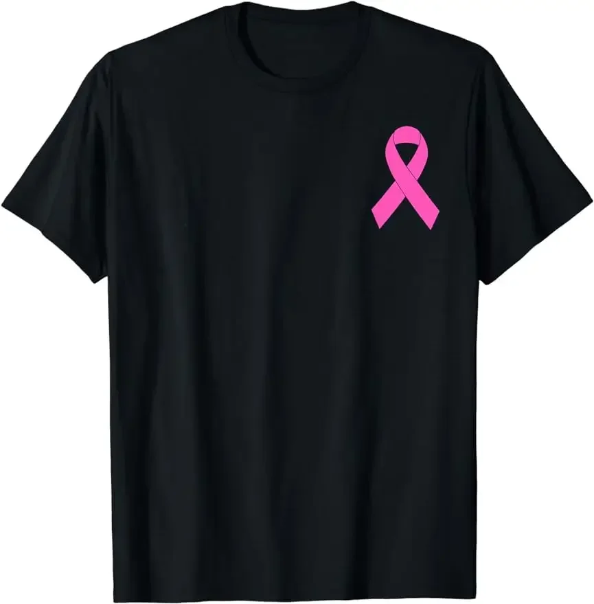 Cute Breast Cancer Awareness T-shirt Pink Ribbon Design Unisex Style for Women Classic Custom Printed Short-sleev T-shirt