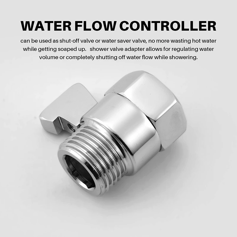 Water Flow Control Shut Off Valve, Brass Adjustable Water Pressure Regulator For Hand Held Shower Head & Bidet Sprayer