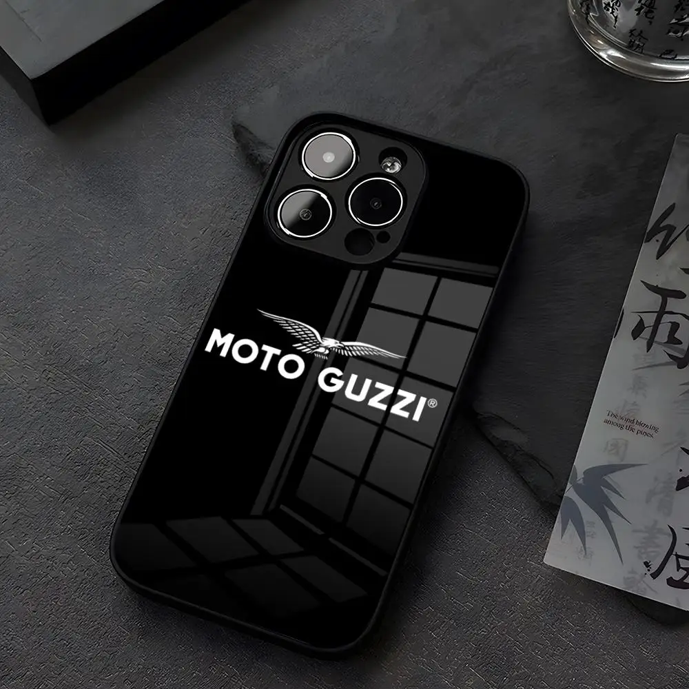 Moto Guzzis Phone Case Tempered Glass For iPhone 14 13 12 15 11 Pro XS Max Plus Mini X XR 8 7 6s SE2020 Coque