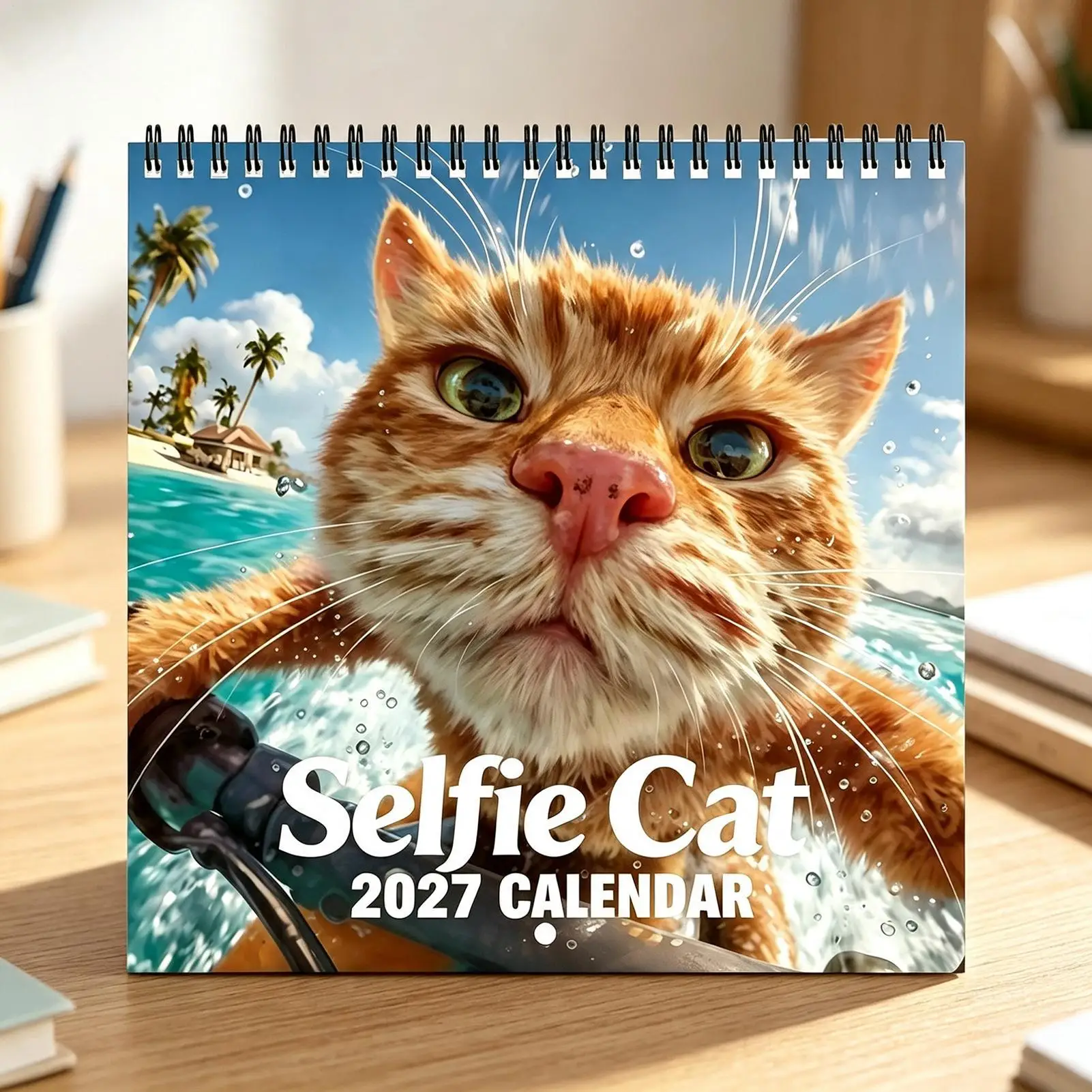 2027 Wall Calendar Cats 12-Month Decorative Schedule Organizer Cat Photo Wall Planner Calendar For Home Living Room Study view 3