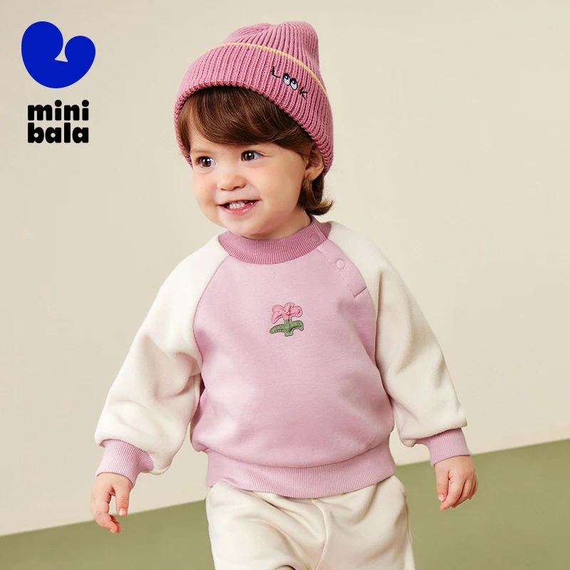 سويت شيرت ميني بالا للأطفال 2025 شتاء جديد مبطن بالصوف بالأشعة تحت الحمراء البعيدة قميص لطيف