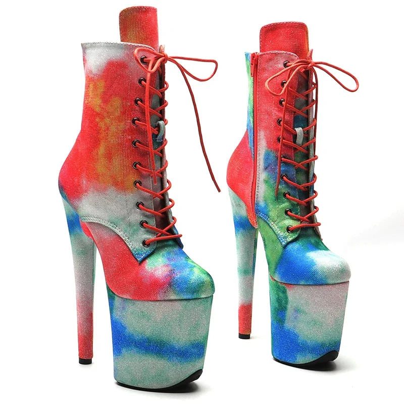 Leecabe Newest 20CM/8CM colorful PU upper Pole dancing shoes High Heel platform Boots Pole Dancing boot