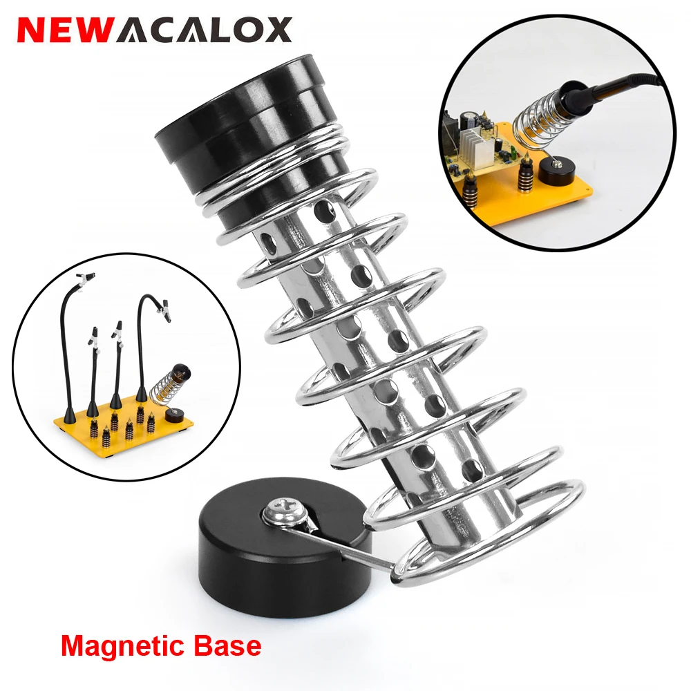 NEWACALOX Magnetic Base Soldering Iron Stand Soldering Iron Holder with Welding Cleaning Sponge Welding Accessories