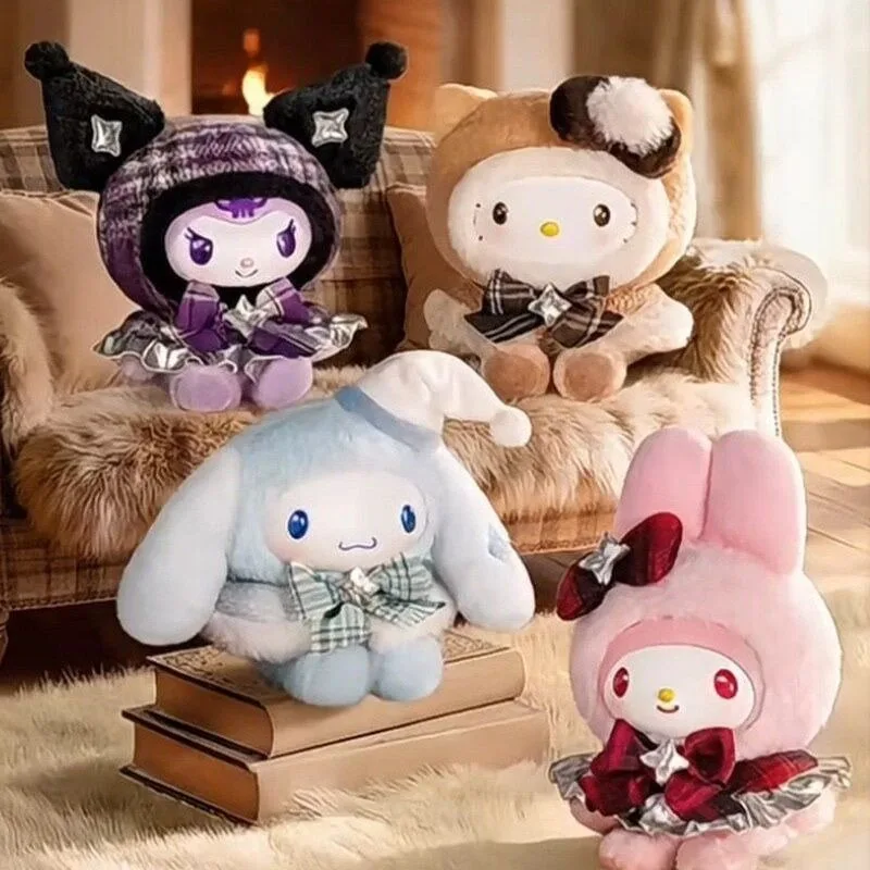 

Оригинальная серия Sanrio Fluffy Style: таинственная коробка-сюрприз, плюшевый брелок Hello Kitty, My Melody, Kuromi, кавайная кукла для переодевания, подарок для девочки.