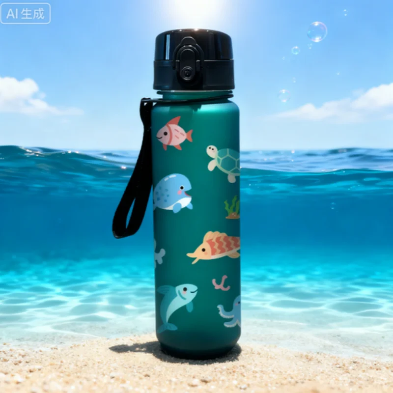 

650ML 3D Printed Underwater World Vibrant Marine Life Cartoon Print Water Tumbler Shark Turtle Dolphin Design Travel Cup