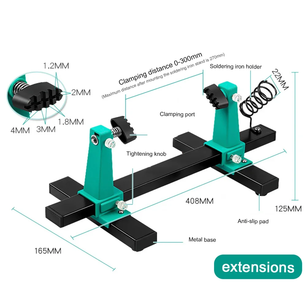 Beberapa Spesifikasi Pemegang Pemeliharaan Papan Sirkuit MainBoard 360 °   Alat perbaikan solder yang dapat disesuaikan dudukan PCB rotasi