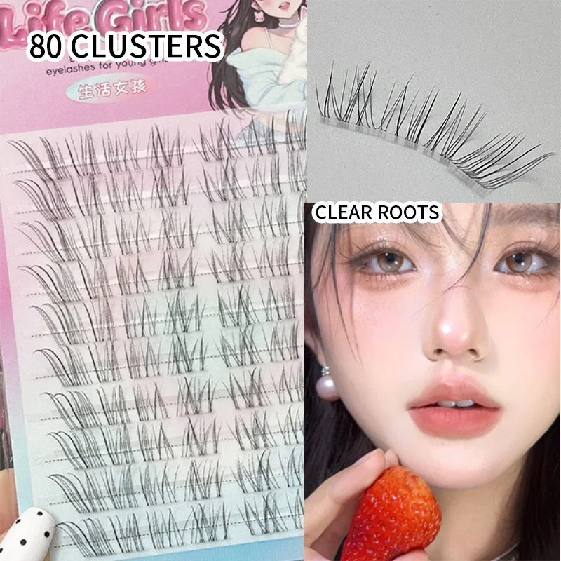 Ciglia finte senza colla Life Girls, tre gradini sul trucco, facilmente ingrandiscono gli occhi, simulano le ciglia finte, naturali sulla fotocamera