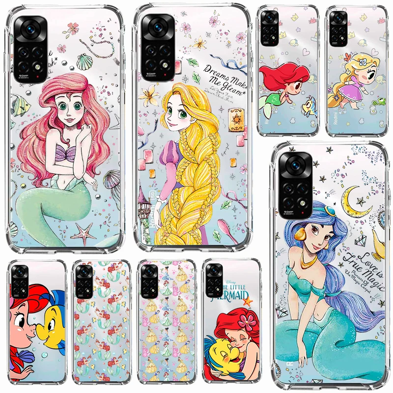 Princess Cute Cartoon For Xiaomi Redmi Note 12 11 11T 10 9 8 7 6 5 4 Pro 5G 4G Silicone Soft TPU Transparent Phone Case Fundas