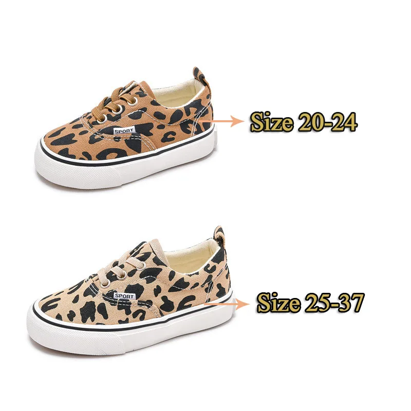 Children Spring Low-top Canvas Shoes Baby Kindergarten One-step Soft Shoes Girls and Boys Fashion Leopard Print Sneakers