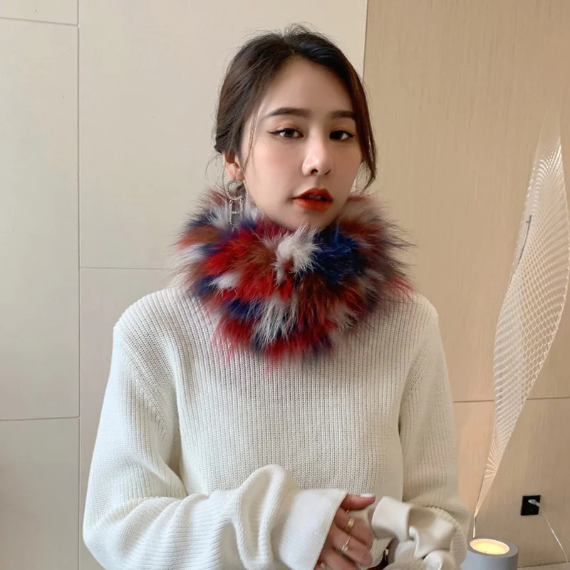 Women's Winter Fur Scarf Neck Set Fox Fur Weaving Scarf Fashion Hair Headband For Girls Neck Warmer Scarves Luxury Fur Headbands