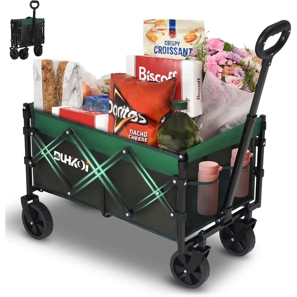 

Складная тележка на колесах, легкая (11 фунтов), портативная, для покупок на открытом воздухе, вместимость 90 л, подходит для сада, спорта