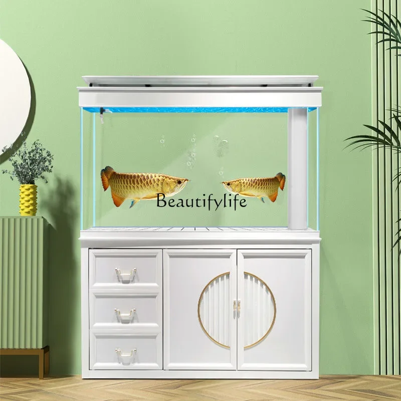 

yj9 Living Room Large Floor Super White Glass 2 M Screen Bottom Filter Dragon Fish Tank Change Water Aquarium