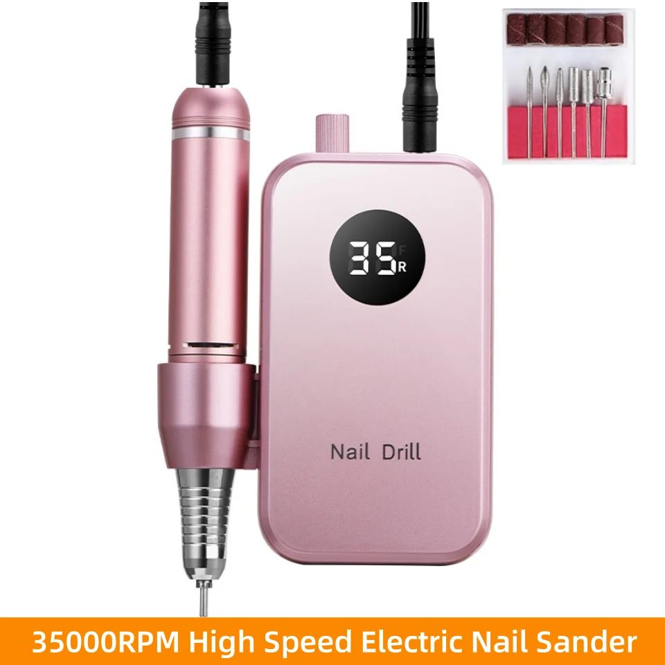 

35000RPM High Speed Electric Nail Sander Nail Rectifier For Manicure Nails Gel Polish Salon Rechargeable Manicure Machine Grind