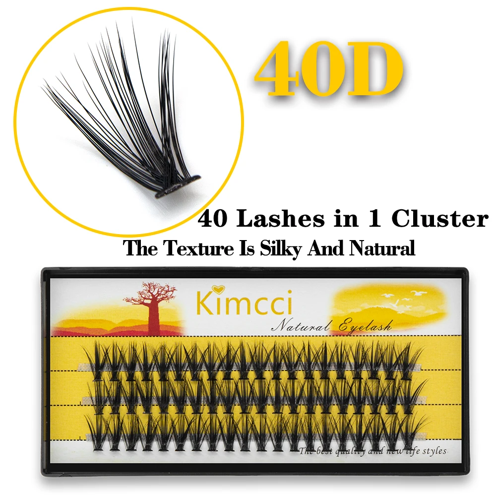 Kimcci 60 Bundles Mink Eyelash Extension Natural 3D Russian Volume Faux Eyelashes Individual 40D Cluster Lashes Makeup Cilia