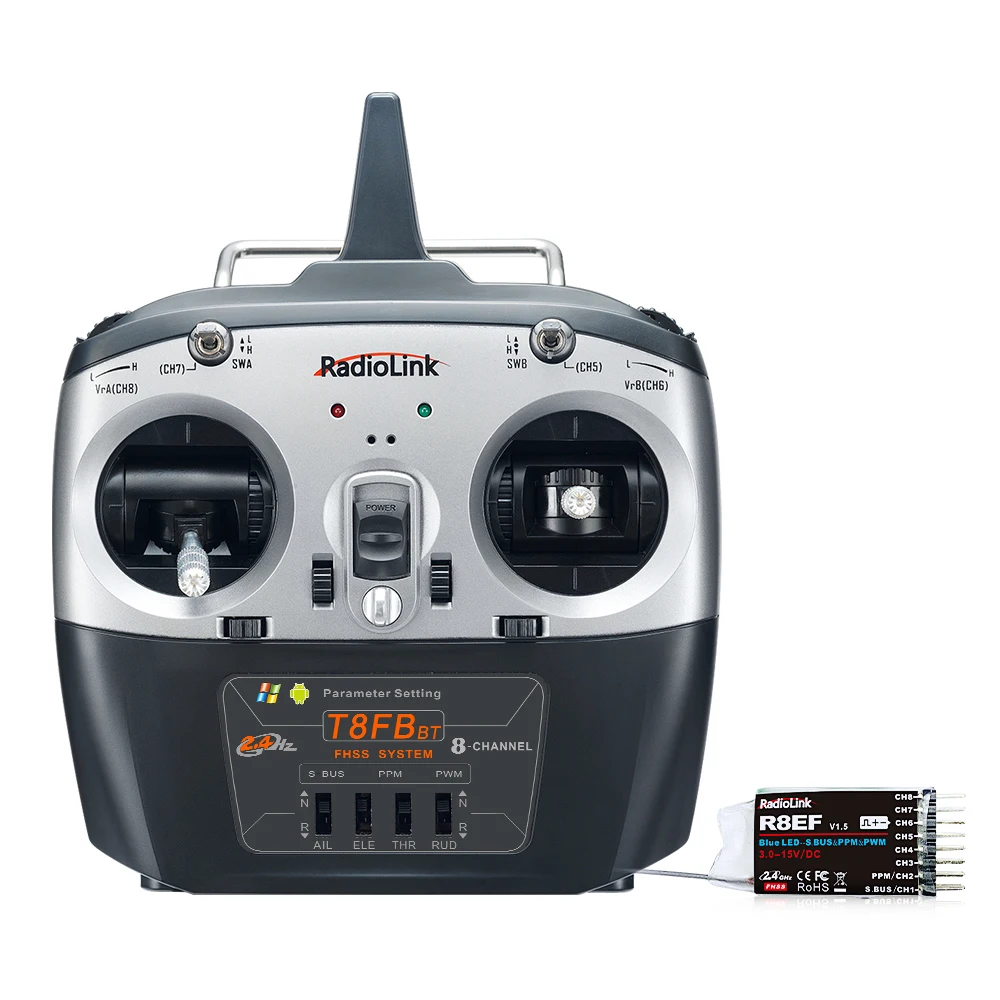 Radiolink T8FB 2.4ghz 8 Canali Trasmettitore Radio RC per Aereo Barca Auto con Ricevitore R8EF/R8FM Telecomando Dual Stick