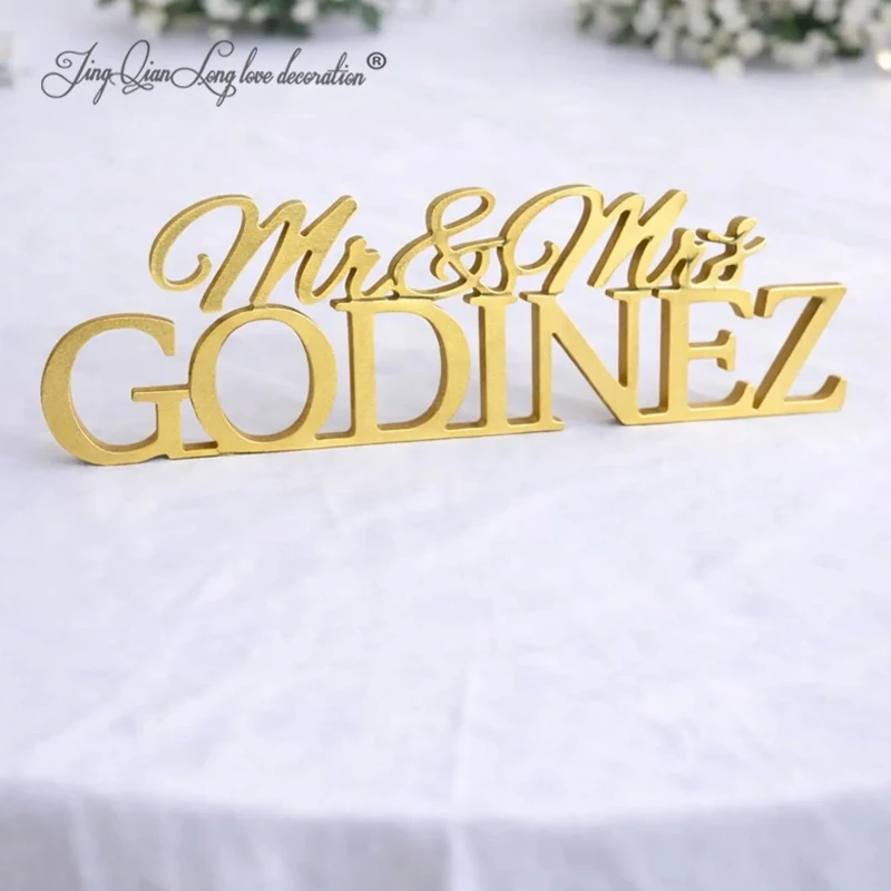 Custom Mr and Mrs Sign for Wedding Table  Custom Last Name Wooden Sweetheart Table Sign  Personalized Reception Decor  Family La