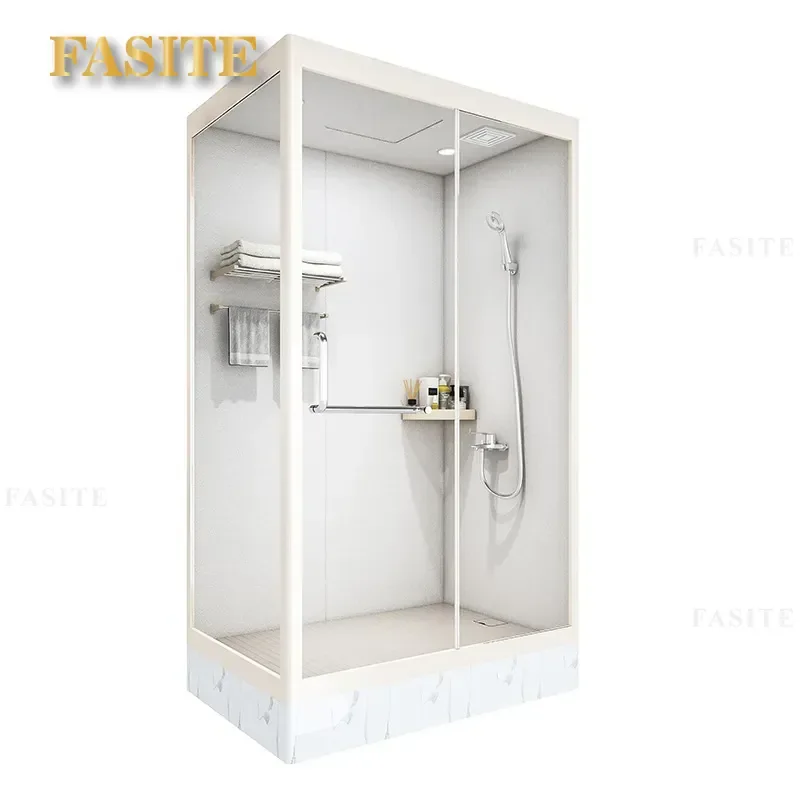 For Integrated Shower Room Bathroom Cabinet Wash Basin Glass Enclosure Wet Dry Separation Hotel Bathroom Vanity Unit