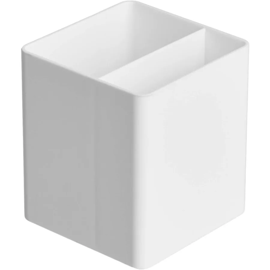 Modern White Plastic Desk Organizer - Multifunctional Pen & Pencil Holder for Office & Study