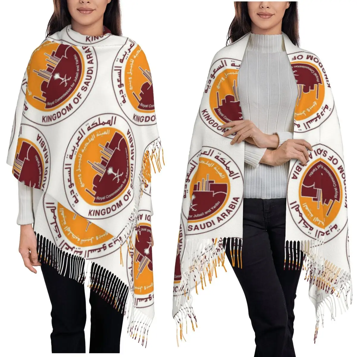 

Kingdom Of Saudi Arabia Scarf Tassel Scarves Women Soft Warm Shawls and Wraps Large Fall Winter Shawl Wrap
