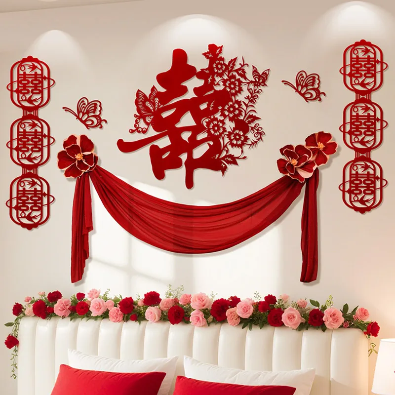 wedding-room-arrangement-bedside-background-wall-set-bedroom-new-house-high-end-gauze-decoration