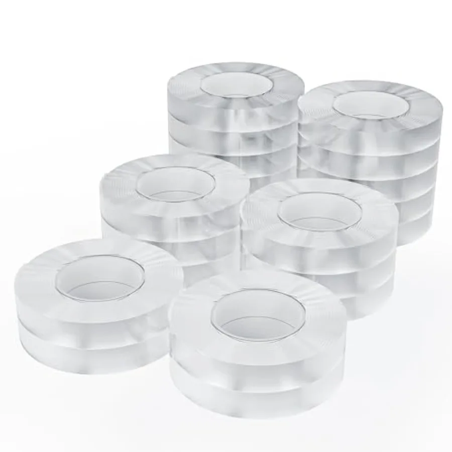 

20 рулонов двусторонней клейкой ленты, нано-лента, прозрачная клейкая лента, не оставляющая следов, съемная, моющаяся, многоразовая, подходит для