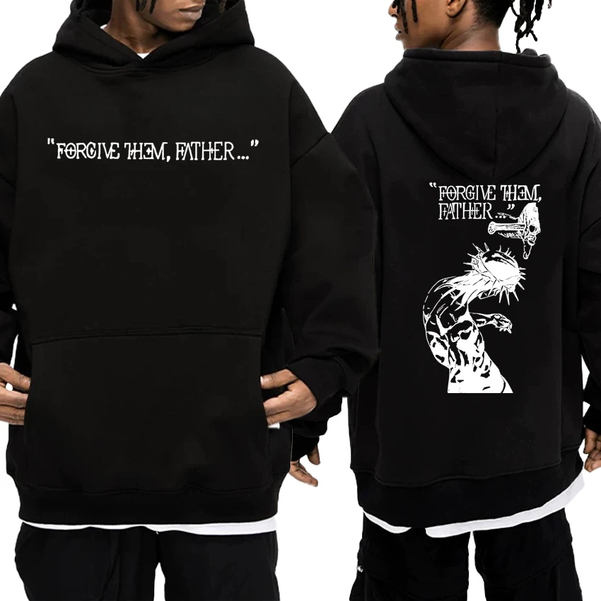 

Christian Religious Jesus Forgive Them Father Graphic Hoodie Men Women Long sleeve Sweatshirt Double Sided Print Fleece Pullover