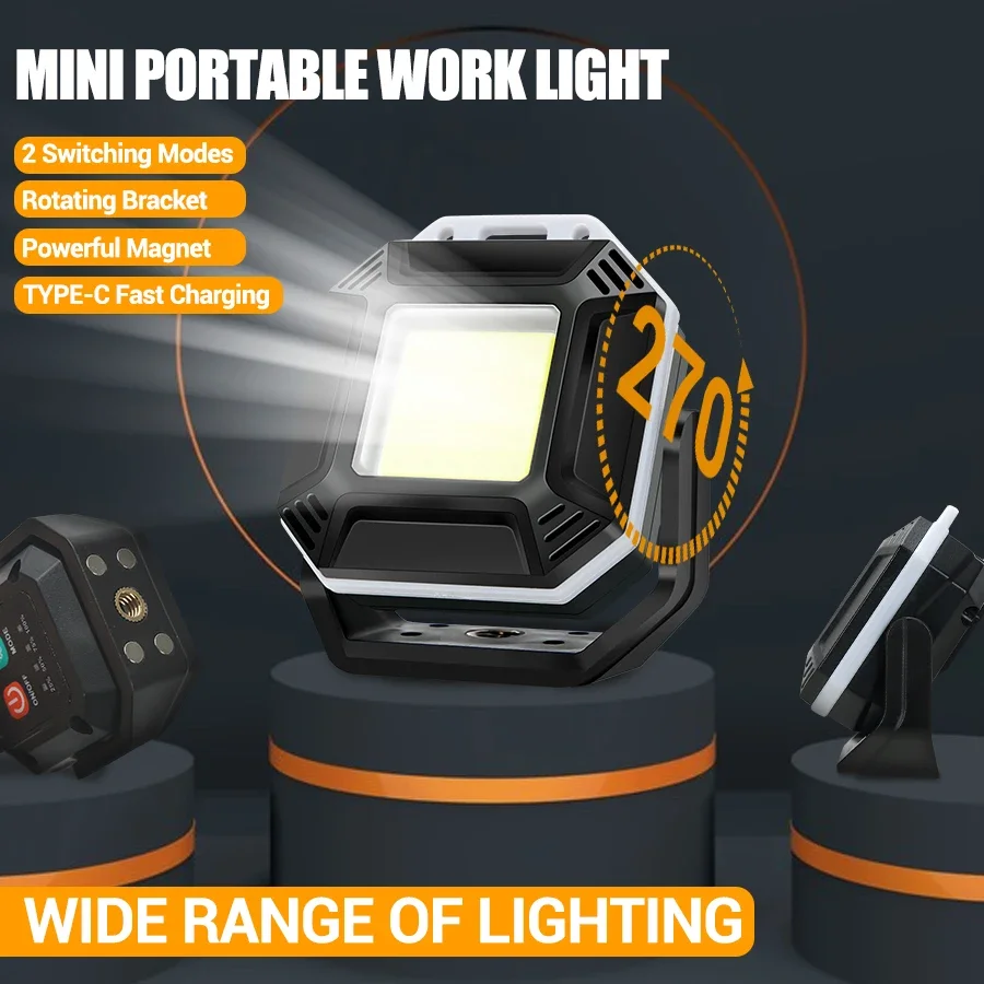 New Mini Portable Keychain LED Flashlight Type-c Rechargeable EDC Torch with Magnet 5 Modes Work Light Camping Pocket Lantern