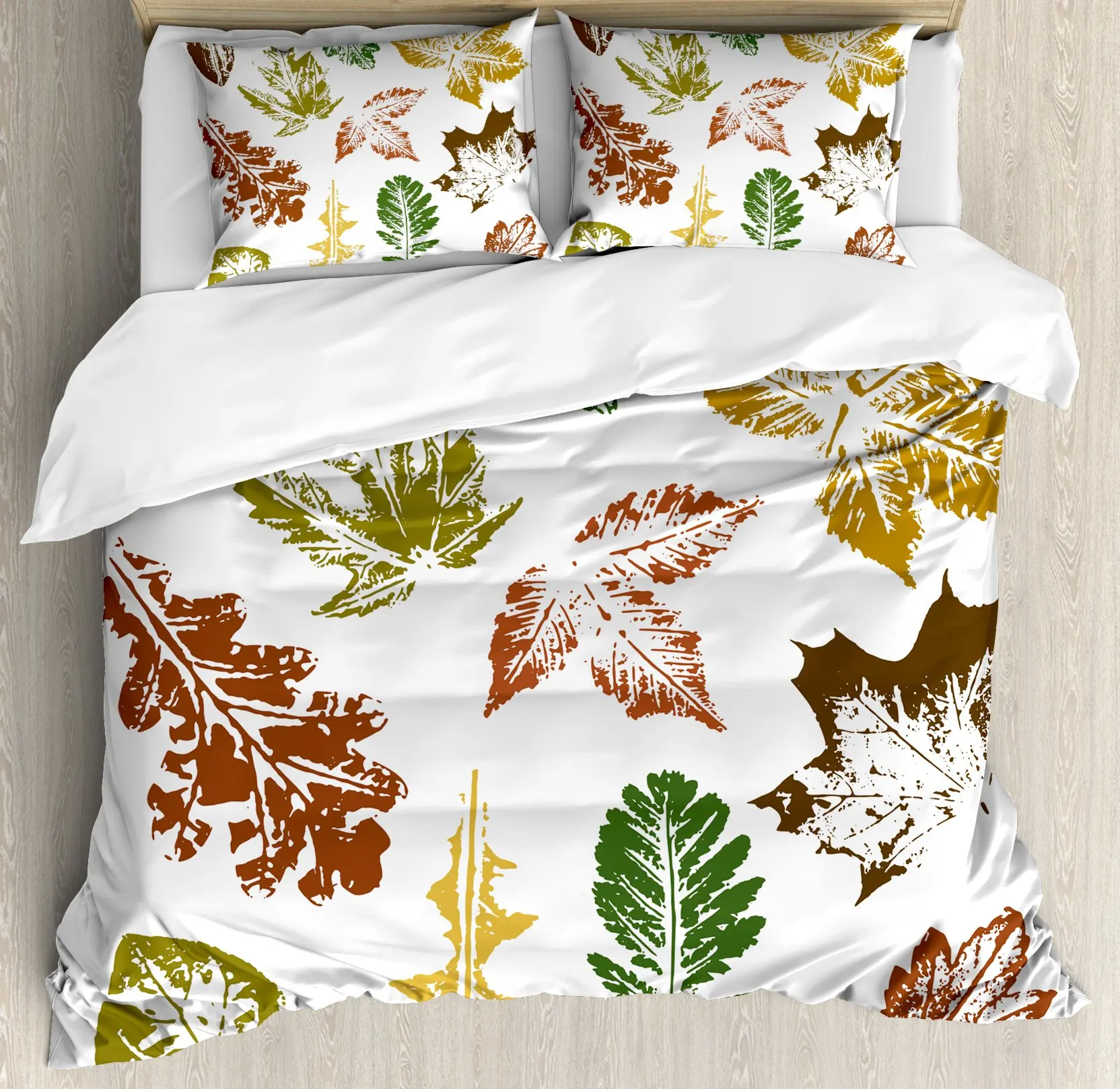 Autumn Pumpkin Duvet Cover Full Size 3 Pcs Watercolor Orange Maple Leaves Bedding Set For Kids Teens Adults With 2 Pillowcases