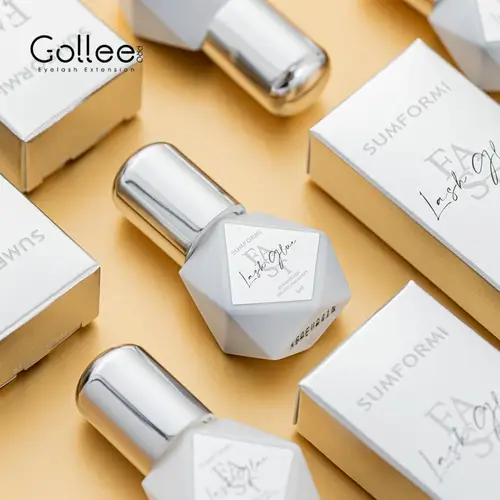 Imagen 2 del producto 5 botellas Gollee pegamento para extensión de pestañas 7-9 semanas pegamento para pestañas de injerto de larga duración 0,3-1s pegamento negro de secado rápido sin látex