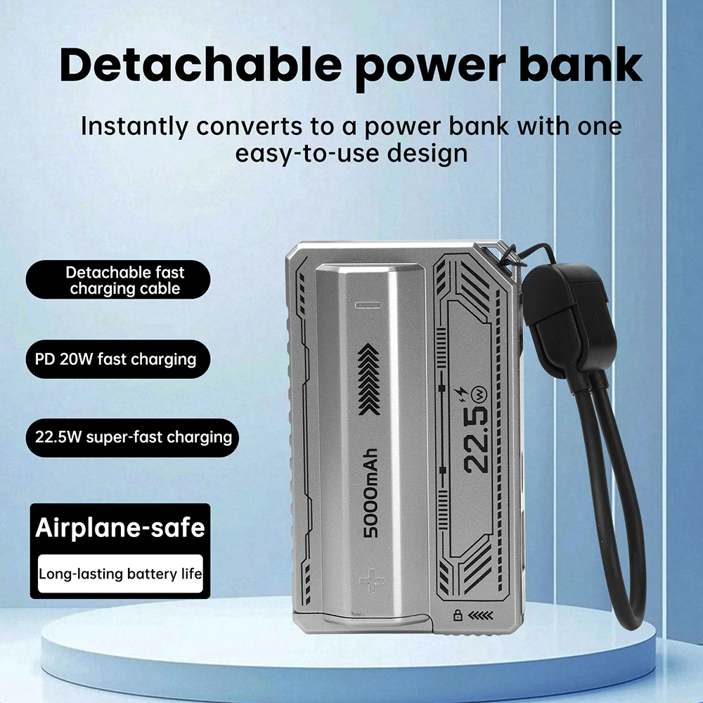 PD 20 W Schnelllade-DIY-Batteriegehäuse, einzellige lötfreie 21700 Powerbank-Gehäuse, abnehmbares Leistungsmodul, integriertes Kabel