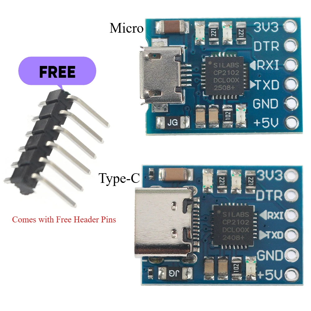 CP2102 USB إلى وحدة المنفذ التسلسلي Type-C/مايكرو USB إلى UART TTL وحدة 6Pin رأس دبابيس محول مسلسل UART STC استبدال FT232