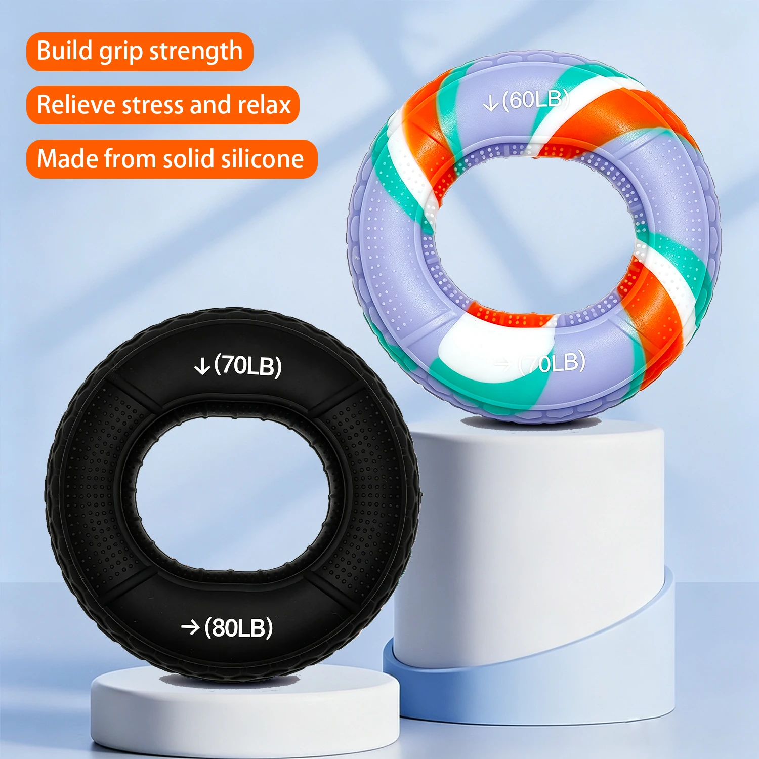 High strength Silicone Hand Trainer Finger Gripper Ring Hand Power Gripper Ring Stress Relief Gym Home Fitness Workout Exercise