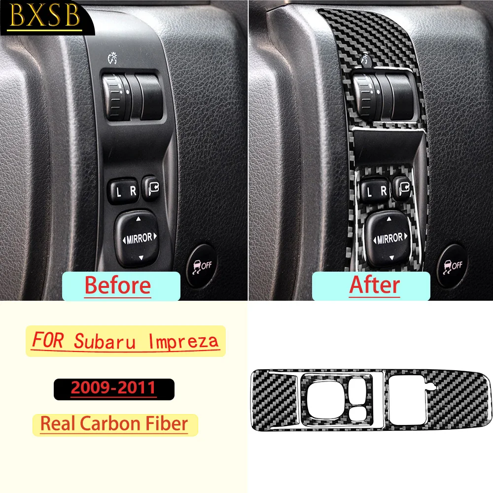 Real Carbon Fiber For Subaru Impreza 2009-2011 Car Headlight Switch Panel Trim Customizable Stickers Interior Accessories