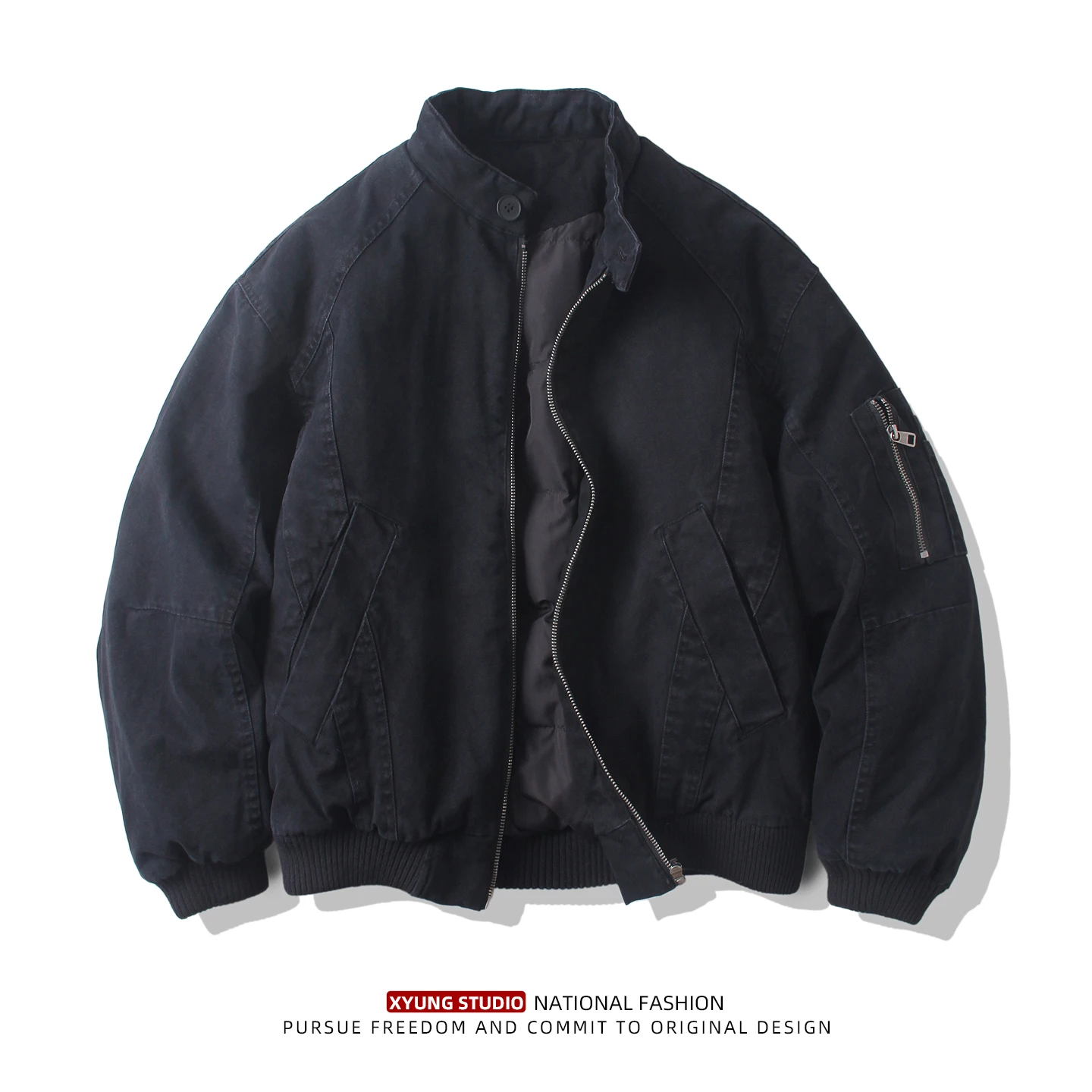 

Мужская пуховая куртка в стиле ретро в американском стиле с воротником-стойкой 90, белая летная куртка с перьями Du, теплая бейсбольная спецодежда, верхняя одежда