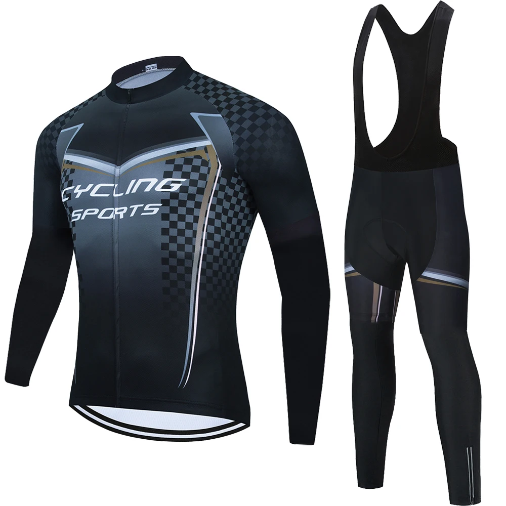 

Cycling Jersey Set Long Sleeve Breathable Sets Bib Men Mens Clothes Automn Bike Wear Man Clothing Pants Men's Suit Tricuta Mtb