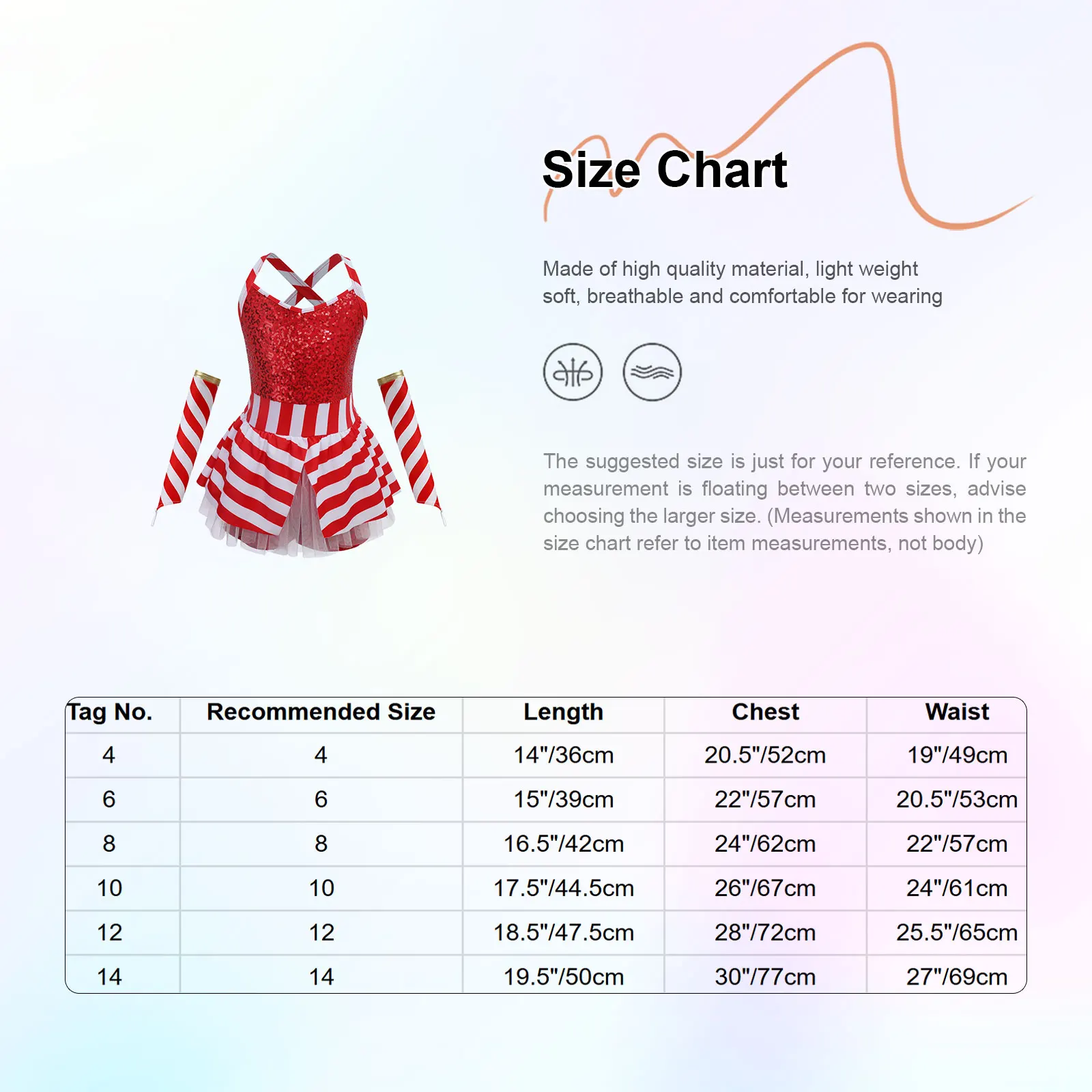 Girls Christmas Candy Cane Striped Bodysuit Tutu Dress Xmas Santa Elf Cosplay Costume Ballet Dance Skating Gymnastics Clothes - view 6