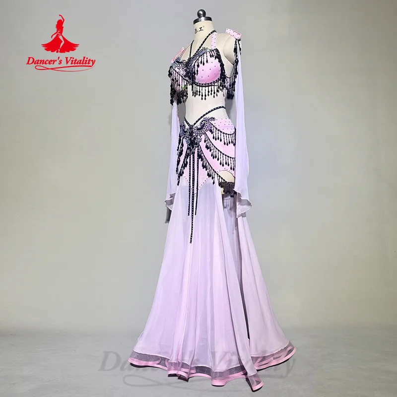 Belly Dancer Tassel Chiffon Performance Set for Adults and Children Customized Oriental Dance Professional Competition Costumes